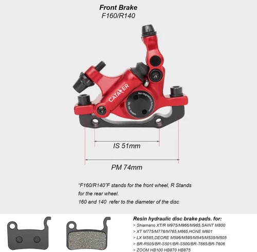 Vista 3 de Pinzas de freno de disco hidráulico para bicicleta de carretera XTECH HB-100, frenos de disco MTB para bicicleta de montaña, frenos de disco E-Bike