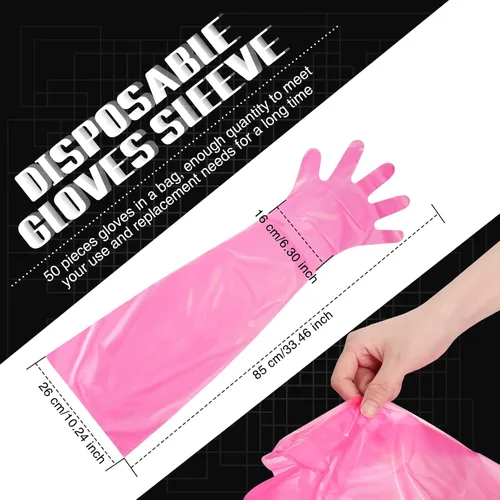 Vista 2 de 50 guantes desechables para aderezo de 1.6 mil, longitud al hombro, guantes de vestir para campo de caza, para limpieza de ciervos