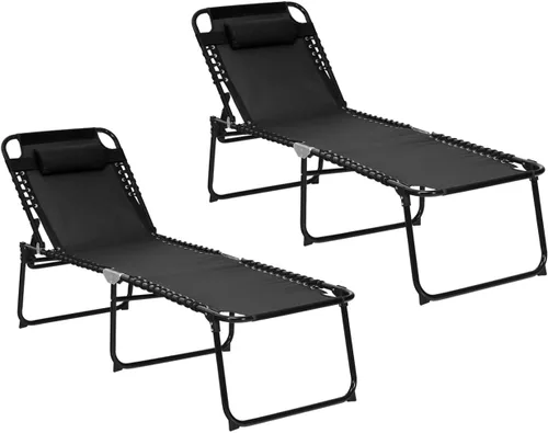 Vista 11 de GYMAX Lounge Chairs for Outside, Extra High Folding Beach Tanning Lounger with Adjustable Backrest, Footrest & Removable Pillow, Sunbath Lounge for