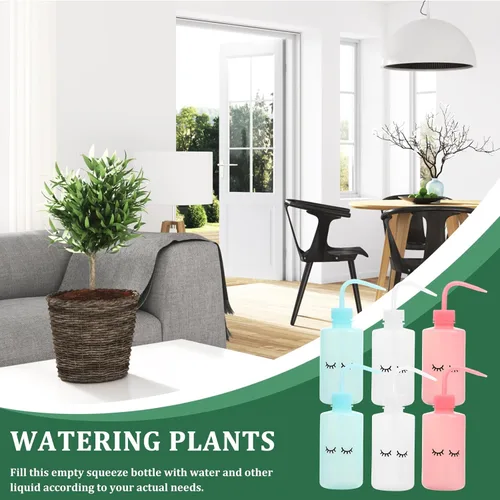 Vista 7 de VILLCASE 6 botellas de lavado con boquilla curvada para tatuajes de plástico y botellas de riego de plantas, fácil control para aplicaciones