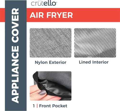 Vista 2 de Crutello Funda para freidora de aire con bolsillos de almacenamiento para freidoras de 2.8 a 4.8 cuartos de galón, se adapta a varias marcas