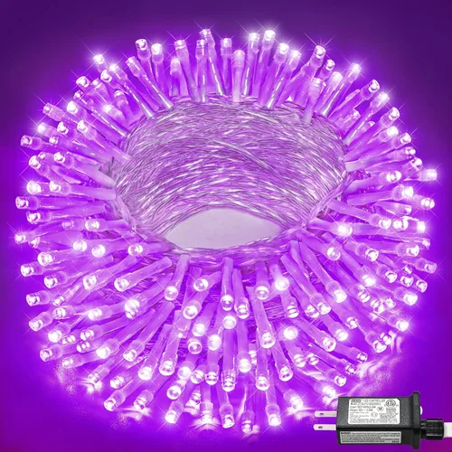 Vista 33 de Tira de luces rojas, blancas y azules, 66 pies, 200 luces LED para el 4 de julio, impermeables, con 8 modos, tira de luces conectables al aire libre