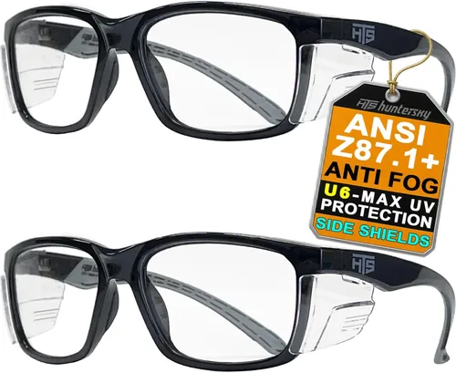 Vista 12 de HTS HUNTERSKY E60 Gafas de seguridad antivaho con protectores laterales ANSI Z87 Protección ocular para laboratorio y química gafas de protección