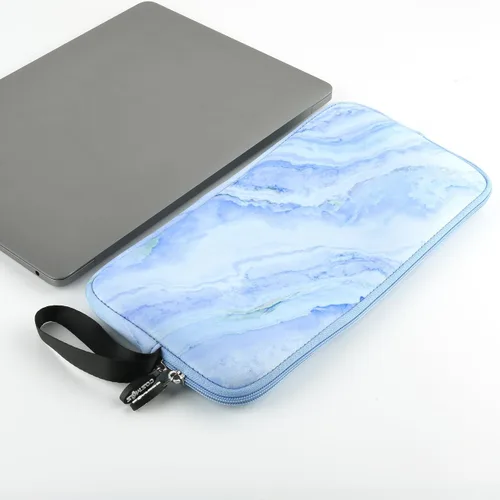 Vista 6 de CM Funda de transporte de neopreno compatible con teclado y mouse mágicos, trackpad (patrón de mármol azul)
