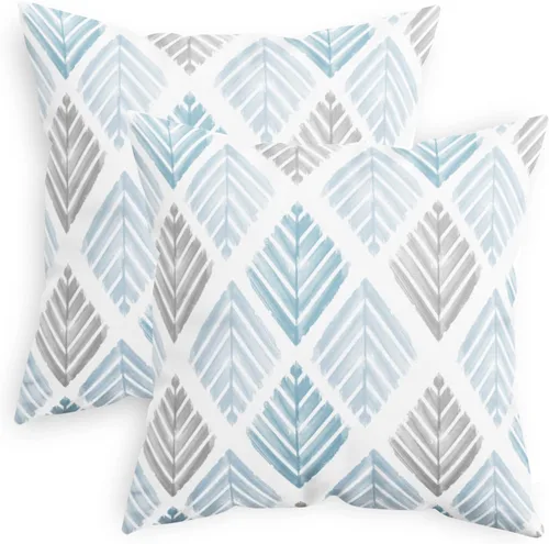 Vista 9 de CaliTime Juego de 2 fundas de almohada decorativas de vellón de dos tonos con diseño geométrico de hojas de árbol para sofá, cama, decoración