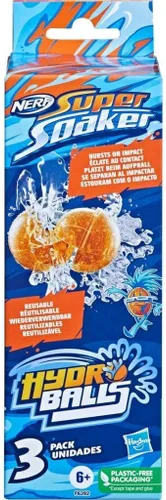 Vista 5 de Nerf Super Soaker Hydro Balls Paquete de 3 globos de agua reutilizables, bolas llenas de agua estallan en el impacto, recarga rápida, juguete al