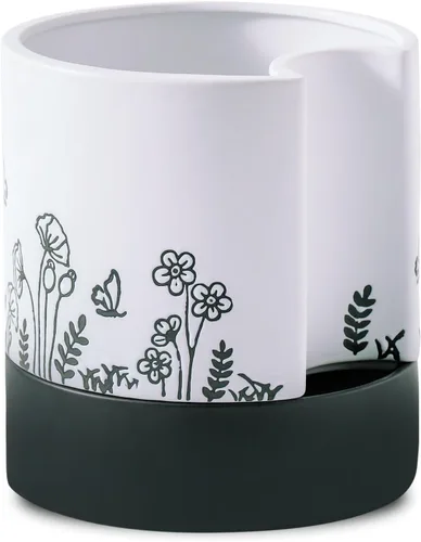 Vista 8 de Nihow Maceta de riego automático: maceta de cerámica de 6 pulgadas con orificio de drenaje y almacenamiento de agua para plantas de interior y Negro