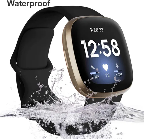 Vista 3 de Dirrelo Paquete de 4 correas compatibles con Fitbit Sense y Fitbit Versa 3 bandas para mujeres y hombres, correa de repuesto de TPU suave para reloj