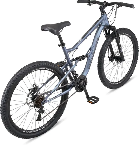 Vista 2 de Mongoose Status - Bicicleta de montaña, bicicleta de 26 pulgadas para hombres y mujeres, 21 velocidades, cuadro de suspensión de aluminio, triángulo