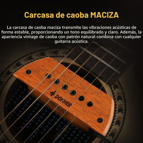 Vista 4 de Donner Pastilla de guitarra acústica, pastillas de guitarra, pastilla activa de caoba con cabezales ajustables Humbucker