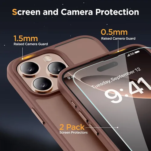 Vista 141 de Miracase - Funda magnética para iPhone 13 de 6.1 pulgadas (compatible con MagSafe) (con 2 protectores de pantalla), protección de grado militar
