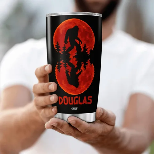 Vista 3 de CUBICER Vaso de viaje personalizado con tapa aislada, taza de café Bigfoot Sasquatch, tazas de café con temática de pie grande, vasos de doble
