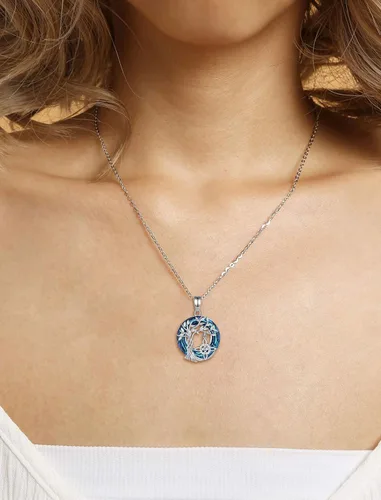 Vista 4 de INFUSEU Regalos de bruja mística para mujeres, collares de pentagrama con nudo de triple luna diosa Lilith Hécate Phoenix