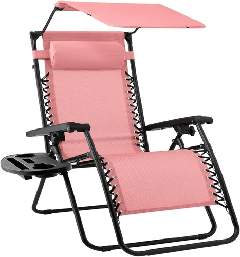 Vista 111 de Best Choice Products Silla reclinable plegable de gravedad cero para exteriores, de patio, para salón al aire libre, con toldo ajustable