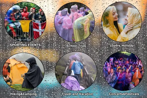 Vista 4 de Ponchos de lluvia para adultos (2-5 piezas), abrigo de lluvia ligero, impermeable para mujeres y hombres