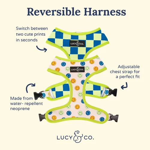 Vista 2 de Lucy & Co. - Arnés reversible para perros, bonito, arnés de diseño, talla XS a XL, chaleco acolchado ajustable para pasear con facilidad