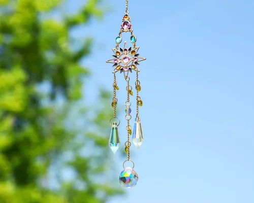 Vista 3 de Prismas colgantes del atrapasoles de los cristales, ventana interior colgante del fabricante del arco iris