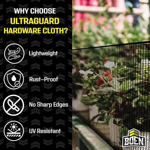 Vista 2 de BOEN Red de Malla de Plástico para Ferretería 2' x 15' Negro, Barrera Protectora de Árboles contra Conejos, Ciervos y Roedores, Protector