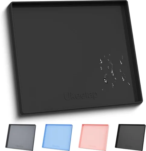 Vista 10 de ukeetap Tapete de silicona extra grueso impermeable con borde elevado de 19 x 12 pulgadas, sin BPA, antideslizante, para perros y gatos, tapete