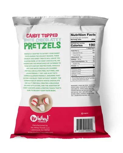 Vista 2 de Pretzels de Chocolate Blanco Confitado 2-Pack – Navidad – Vegano, Apto para Alergias, Kosher – Libre de Leche, Cacahuete, Nueces de Árbol, Huevo