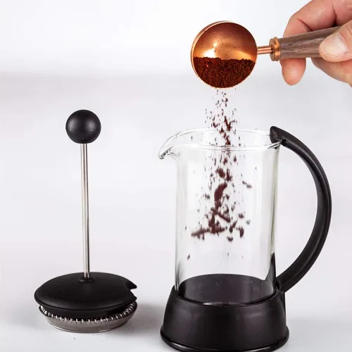 Vista 7 de Easyworkz Eclipse - Prensa francesa de 27 onzas, con cuchara de café medidora de acero inoxidable retro de 0.35 onzas, oro rosa