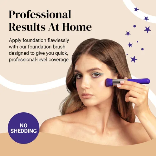 Vista 5 de KESHIMA - Brochas de base Kabuki negras y moradas, tamaño regular, brochas de maquillaje prémium para líquidos, crema y polvo