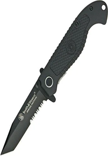 Smith & Wesson Special Tactical CKTACBS 8.1in High Carbon S.S. Folding Knife with a 3.5in Serrated Tanto Blade and ABS Handle for Outdoor