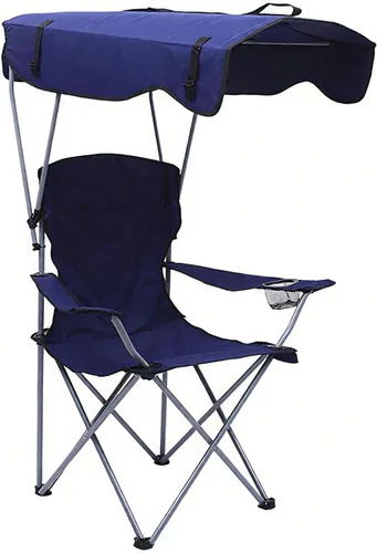 Fishing Chair with Canopy Beach Chair Portable Camping Chair Folding Navy-Blue 50 * 50 * 90/120CM Negro de Generic