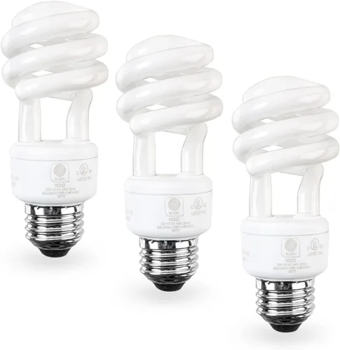 SLEEKLIGHTING Bombilla espiral – Bombilla CFL de base E26 – Bombillas CFL de 13 vatios – 3 unidades, 2700 Kelvin para blanco cálido y 800 lúmenes –