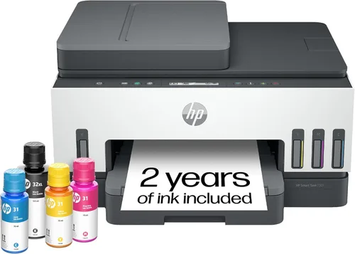 HP Smart Tank 7301 Wireless All-in-One Ink Tank Printer, Scanner, Copier with 2 Years of Ink Included, Best-for-Home Office, Cartridge-Free