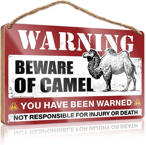 Signs for Home Decor Beware of Camel Wooden Sign Coffee Bar Decor Funny Signs for Bathroom (Size : 20X30CM)