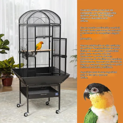 Vista 3 de Prevue Pet Products 34511 Dometop - Jaula para pájaros, pequeña, color negro negro (Black Hammertone)