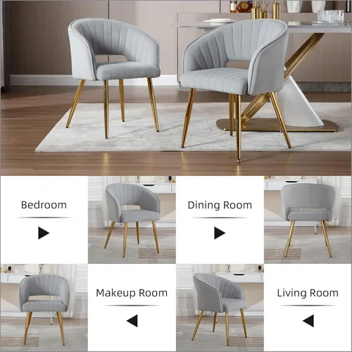 Vista 43 de ABET Silla de escritorio con ruedas, silla de terciopelo para oficina en casa, sillón giratorio con base dorada, sillas decorativas modernas