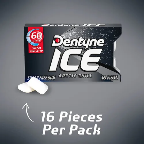 Vista 3 de Dentyne Fire & ICE - Dentyne Fire Spicy Cinnamon (5) y Dentyne Ice Arctic Chill (5) goma de mascar sin azúcar. Total de 10 paquetes en una caja