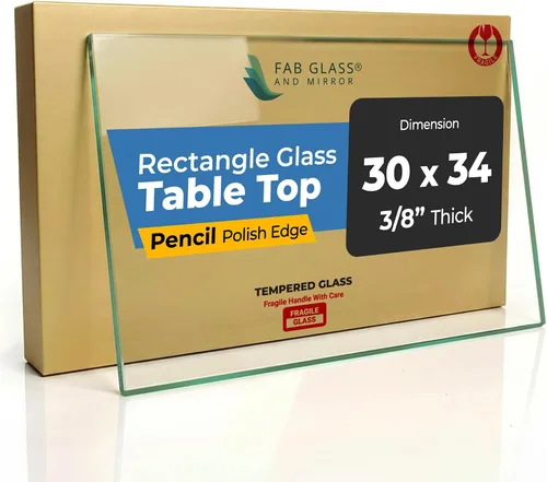 Vista 27 de Mesa rectangular transparente de vidrio templado de 16 x 30 pulgadas, borde pulido de lápiz de 3/8 pulgadas de grosor, resistente a los arañazos