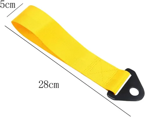 Vista 2 de Correa de remolque de nailon universal para parachoques delantero o trasero Correa de remolque de carreras de alta resistencia, amarillo