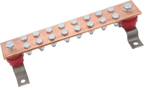 Vista 3 de LBY . Kit de barra de tierra de cobre montada en la pared de 24 x 1.97 x 11.8 pulgadas, con 16 posiciones terminales, kit de barra de conexión a