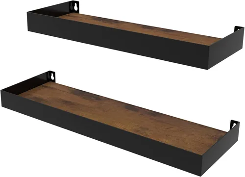 RLAVBL Juego de 2 estantes de pared, estantes flotantes de madera rústica para dormitorio, sala de estar, cocina