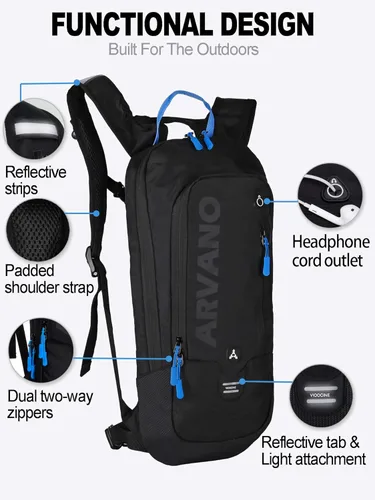 Vista 2 de Hydration Backpack, Lightweight Hydration Pack with 2L Water Bladder, 6L Water Backpack for Men Women Cycling, Hiking, Mountain Biking, Skiing