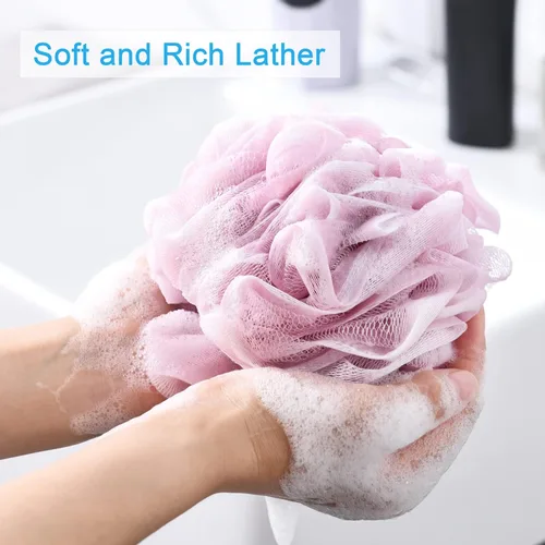 Vista 2 de AmazerBath Esponja de Lufa 60g/Pieza, Esponja Exfoliante de Baño Depuradora Corporal, Juego de Lufa de 4 - Blanco Gris-Rosa-Verde Militar-Verde