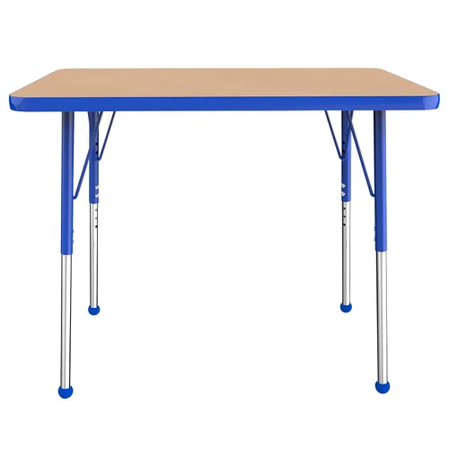 Vista 151 de FDP - Mesa rectangular para actividades escolares y de oficina (24 x 36 pulgadas), patas estándar con deslizadores giratorios, altura ajustable