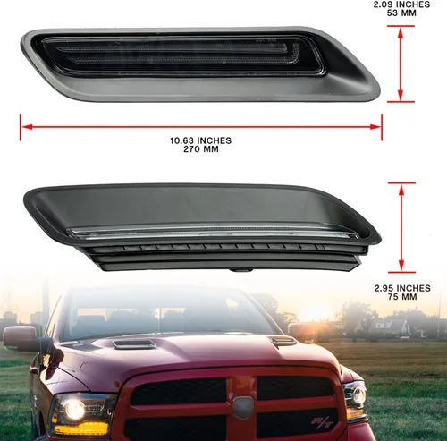 Vista 7 de NSLUMO Kit de barra de luz LED para campana de ventilación compatible con RAM 1500 Sport Hood Switchback 2010-2022 Lámpara de conducción DRL blanca