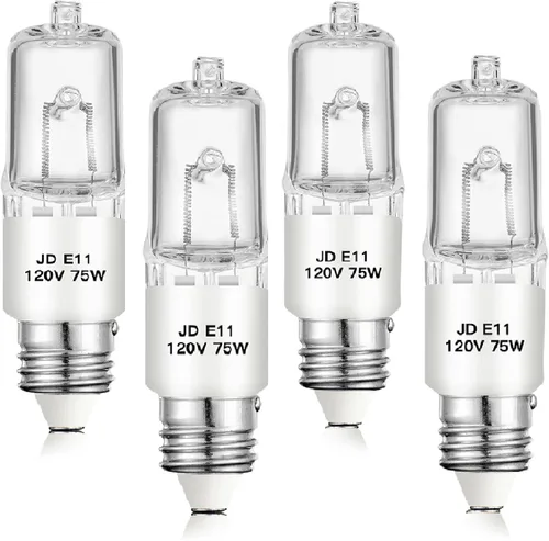 Vista 7 de JDE11 Bombillas Halógenas Mini Candelabra de 120V 100W, Bombilla T4 100W JD E11 Paquete de 4 (Bombilla LED E11 de Repuesto) 2700K Blanco Cálido
