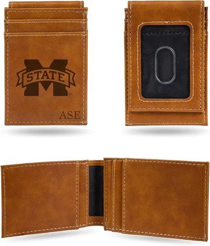 Vista 28 de Rico Industries NCAA Arizona State Sun Devils Brown - Cartera de bolsillo frontal personalizada con grabado láser - Delgada/ligera - Gran artículo