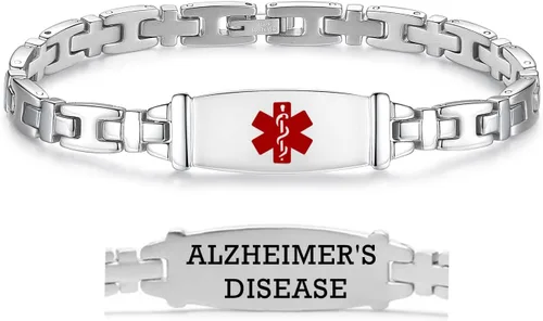 Vista 58 de LinnaLove Lady Medical Alert - Pulseras médicas de acero inoxidable para mujer, 7.5 pulgadas