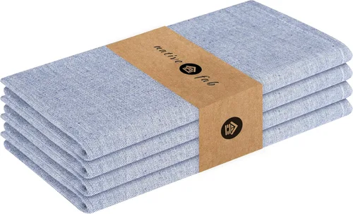 Vista 53 de Native Fab Blue Cloth Napkins, 4 Pack, 100% Cotton, 17x17 Inches, Heavy Duty, Soft Texture, Quick Drying, Great for Spring Holidays, Family