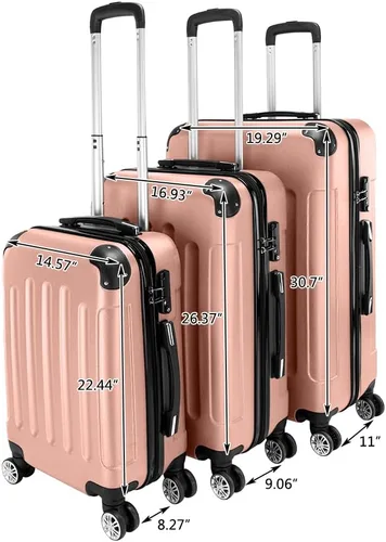 Vista 51 de Juego de equipaje de 3 piezas – Maletas con ruedas giratorias multidireccionales – Bolsa de viaje Maleta ABS con bloqueo TSA – Maletas de carcasa