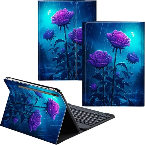 Vista 96 de Funda para Samsung Galaxy Tab S6 Lite 2022/2020 Teclado Inalámbrico Desmontable y Cubierta De Soporte De Cuero PU Funda Protectora Para Samsung