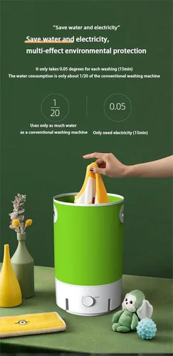 Vista 4 de Lavadora plegable, mini lavadora portátil con mayor consumo de energía, adecuada para calcetines, ropa interior, zapatos