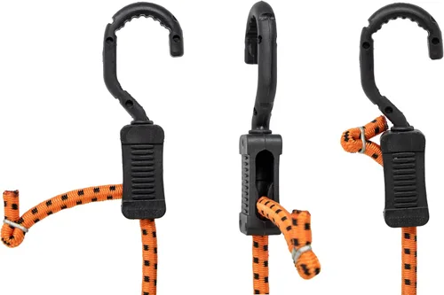 Vista 3 de Kotap MABC-18 Cuerdas elásticas ajustables multiusos con ganchos, 18 pulgadas, naranja/negro, 10
